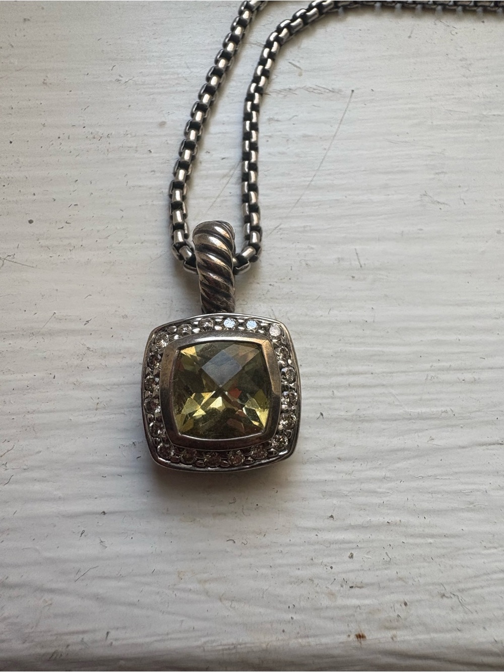 David Yurman Albion pendant with citrine cushion cut stone